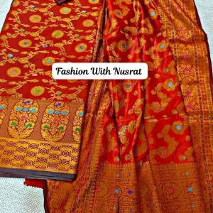 ইন্ডিয়ান বেনারশী কাতান থ্রি পিস (কালার - লাল)